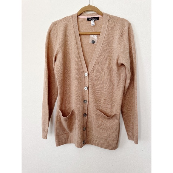NEW Isaac Mizrahi Cashmere Cardigan Camel M NWT - Picture 2 of 6